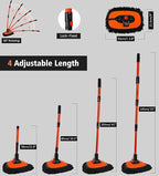 57'' Car Wash Brush with Long Handle Chenille Microfiber Car Wash Kit Mitt Retractable Bent Pole Car Wash Mop for Cars RV Truck Boat (Orange-2)
