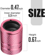 Tire Valve Stem Caps - (4 Pack) American Flag Metal Air Caps with Plastic Liner, Durable, Corrosion Resistant and Leak-Proof, Universal Fit for Cars, Trucks, Motorcycles, and Bikes - Pink