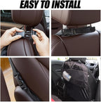 2PCS Kick Mat Backseat Protector, Back Seat Cover for Kids, Premium Waterproof Kick Mats with 2 Pocket Organizer, Automotive Backseat Organizer Waterproof Protective Cover for Car SUV Truck