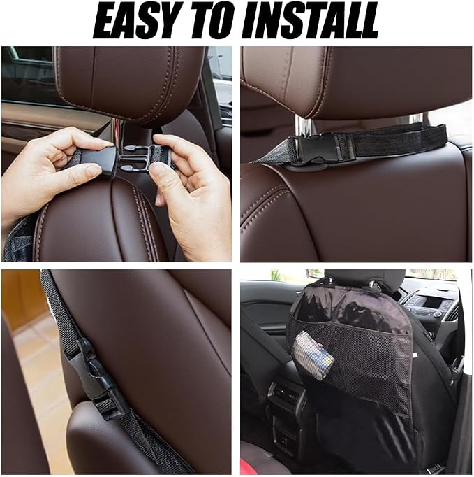 2PCS Kick Mat Backseat Protector, Back Seat Cover for Kids, Premium Waterproof Kick Mats with 2 Pocket Organizer, Automotive Backseat Organizer Waterproof Protective Cover for Car SUV Truck