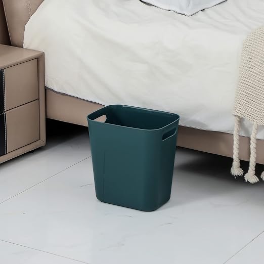 Plastic Small Bathroom Trash Can, 3.5 Gallon, Bluish Green, 2 Pack | Compact Sturdy Garbage Can for Bathroom, Laundry Room, Kitchen, Office, Kids Room, Dorm, Durable, Easy to Clean