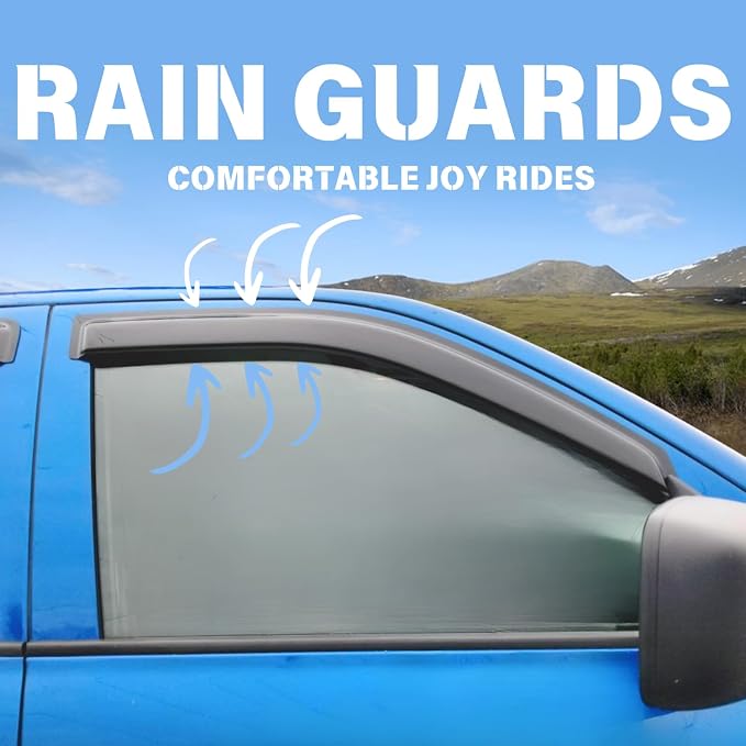 Window Visors Rain Guards for Silverado Sierra 1500 2500HD 3500HD Crew Cab | 2007-2014, Fit Avalanche/Suburban/Yukon XL, Window Deflectors, Vent Visor, Sun Shades, Window Shields, Truck Accessories