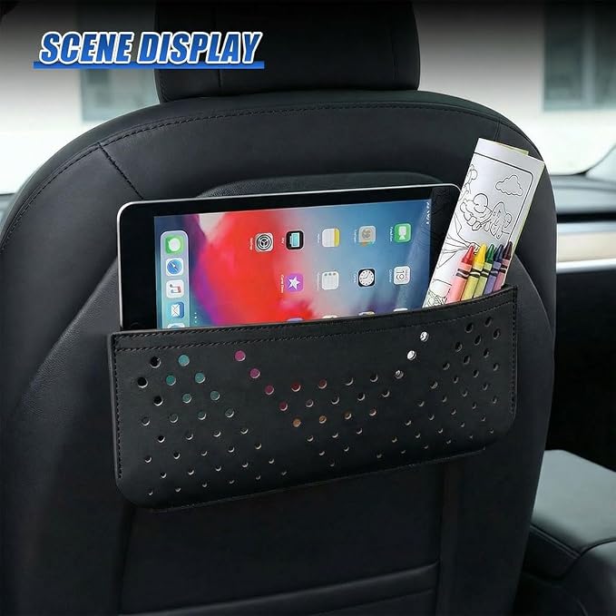 Car Seat Side Pocket Organizer, PU Leather Water-Resistant Car Console Storage Bag, Multifunctional Auto Interior Door Tray Pouch Organizer Accessories for Phone Keys Sunglasses (Black)