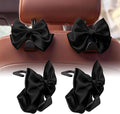 Bow Car Hooks for Purses and Bags, 2 Pack Cute Car Purse Hook, Universal Car Seat Headrest Hooks Bag Holder, Bow Car Accessories, Automotive Purse Hook Hanger Interior Decoration Accessories (Black)