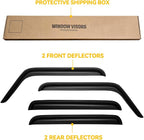 Window Visors for 2007-2018 Jeep Wrangler JK Unlimited 4-Door, Rain Guards Shields Vent Deflector Shade Dark Smoke 08 09 10 11 12 13 14 15 16 17, Tape-On, 4PCS