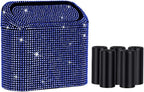 Car Trash Can with Lid, Mini Vehicle Trash Bin Car Dustbin Garbage Organizer,Bling Crystal Automotive Garbage Can Bin Trash Container for Auto Cars, Home, Office,Deep Blue