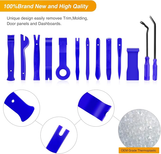 13PCS Nylon Trim Removal Tool Set for Bumper Fastener Rivet Clips Car Clip Panel Audio Video Dashboard Dismantle Blue