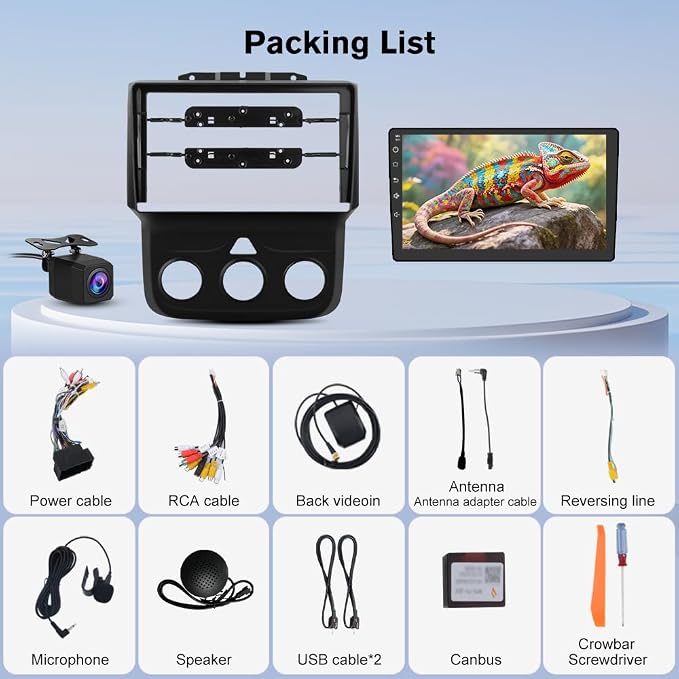 8 Core Car Radio Stereo for Dodge RAM 1500 2500 3500 2013 2014 2015 2016 2017 2018 with Carplay Android Auto Bluetooth 4+64GB (Only fit Manual AC)