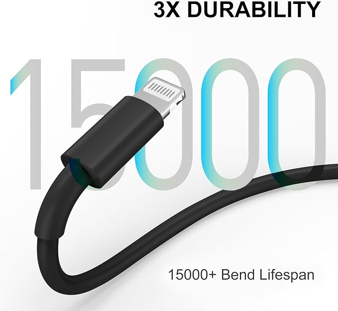 Car iPhone Carplay Cable, Car Charger Cord, USB A to Lightning Cable Fast Charging & Data Transfer for iPhone 14/13/12/11 Pro Max XR XS X 8 7 6 Plus SE Tangle-Free,3ft Black