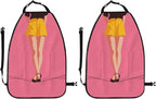 Minimalist Woman Standing On Tightrope Car Seat Back Kick Protectors,2 Pack Kick Mats with Storage Pockets for Vehicles to Protect from Dirt Mud Scratches