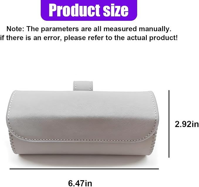 Sunglasses Holder for Car Sun Visor, Leather Car Sunglass Holder with Hidden Magnetic Closure, Clip On Glasses Case, Universal Storage Box Organizer Accessories (Gray)