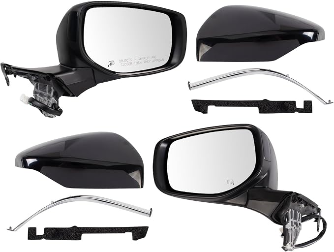 Driver and Passenger Side Mirror Set Power Heated Manual Folding Blind Spot Indicator Smooth Black Compatible with 2020 2021 Subaru Outback Legacy SU1320186 SU1321186