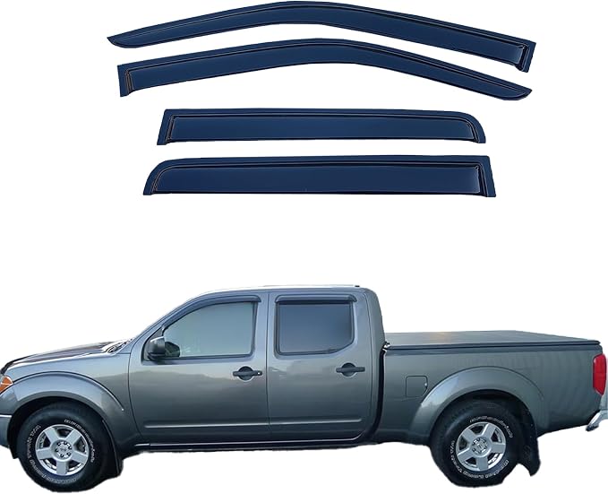 Extra Durable Window Visors Deflectors for Nissan Frontier Crew Cab 2005-2021,Vent Window Visors Rain Guards for Car Accessories,Weatherproof & Easy Installation,Fits 05-21 Frontier Crew Cab