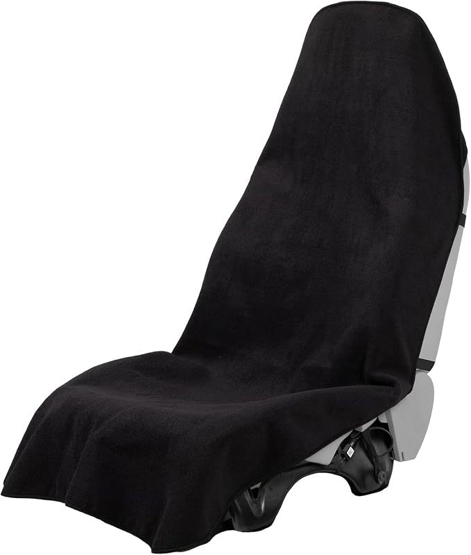 Terry Cloth seat Cover Universal Waterproof Car Sport Towel Seat Cushion Non-Slip Sweat-Absorbent Towel Cloth Suitable for Gym Workout, Universal Fit for Car SUV Van-Black