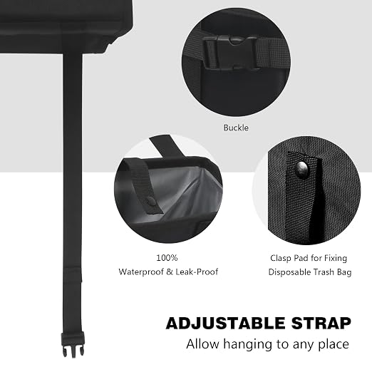 Car Trash Can, Leak-Proof Waterproof Trash Bin Collapsible Portable Auto Garbage Bag Large Capacity Trashcan Storage Bag Multipurpose Car Organizer Hanging (Black)