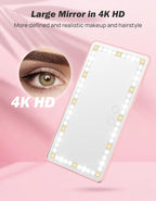 Car Sun Visor Vanity Mirror, Car Mirror with 3 Light Modes & 60 LEDs, Rechargeable, Touch Control, Universal Fit