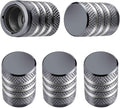 Tire Valve Stem Cap Cover - (5 Pack) Tire Air Caps Metal with Plastic Liner Corrosion Resistant Leak-Proof for Car Truck Motorcycle SUV and Bike Grey