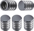 Tire Valve Stem Cap Cover - (5 Pack) Tire Air Caps Metal with Plastic Liner Corrosion Resistant Leak-Proof for Car Truck Motorcycle SUV and Bike Grey