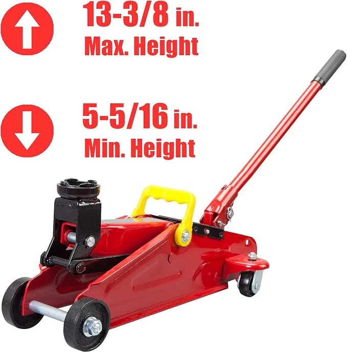 T82001S Torin Hydraulic Trolley Service/Floor Jack Combo with 2 Jack Stands and Blow Mold Carrying Storage Case, 2 Ton (4,000 lb) Capacity, Red