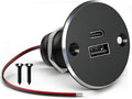 12V USB Outlet All-Aluminum QC 3.0 USB-A & USB-C PD3.0 Dual High-Speed Charger Socket, Recessed Mount Type-A Type-C Port for Camper Van Trailer RV Boat Truck (Big Version)