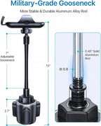 Military-Grade Cup Holder Phone Holder, [Solidest Metal Gooseneck] Universal Cup Phone Holders for Your Car Truck Golf, 360° Adjustable Cup Holder Cell Phone Mount for iPhone Samsung Google