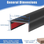 Rubber Edge Trim, Self-Adhesive U Channel Edge Protector for Plywood, Cabinet, 1-1/4" Wood Edge Banding, Flexible Furniture Repair, EPDM Material, Fit 1-1/4"(32mm), Length 20Ft, Black