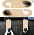 Car Seat Headrest Hook, 2PCS Vehicle Seat Back Hangers Organizer for Handbag Purse Coat, Automotive Interior Headrest Storage Hooks, Universal for SUV Automobile Truck (Beige)