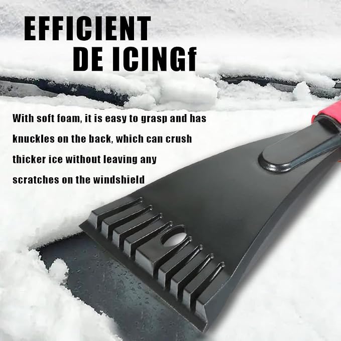 Snow Brush and Ice Scrapers for Car Windshield, Car Scraper Snow Clearing Brush, 2-in-1 Detachable Snow Removal Tool with Ergonomic Foam Grip Winter Accessories for Cars, Trucks, SUVs