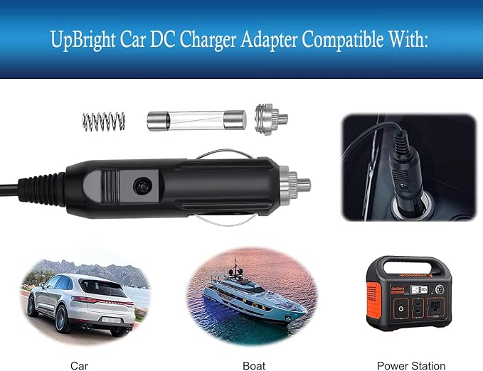 Car DC Adapter Compatible with Snailax SL-126 SL-262 SL-262A SL-262M SL-262P Massage Extra Memory Foam Support Seat Cushion 12V DC Power Supply Charger (Car Cigarette Charger Adapter)