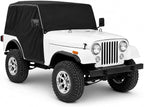 600D Cab Cover Windproof Sunshade Cover Compatible with Jeep Wrangler CJ5 1976-1986 2 Door, 6-Layer Protection Frost Wiper & Mirror Covers Protect from Sunshine, UV, Snow, Rain