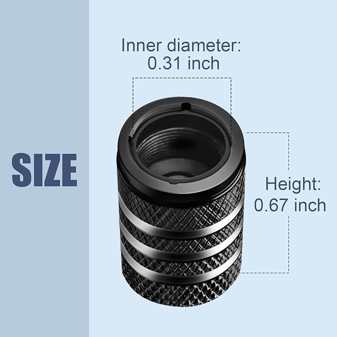 Tire Valve Stem Cap Cover - (12 Pack) Tire Air Cap Metal with Plastic Liner Corrosion Resistant Leak-Proof American Flag for Car Truck Motorcycle Bike Black