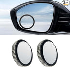 2PCS Automotive Rearview Mirror Blind Spot Mirrors - 2'' 360° Adjustable Bling Rhinestone Car Side View Mirror with Frame - HD Glass Round Wide View Angle Convex Mirrors for Car SUV Truck (White)