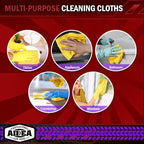 AIDEA Microfiber Cleaning Cloth, 10PK, Microfiber Towels for Cars, Premium All Purpose Car Cloths, Dusting Cloth Cleaning Rags, Absorbent Towels for SUVs, House, Kitchen, Window, 12"×12", Yellow