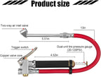 Heavy Duty Bayonet Style Tire Inflator with Air Chuck, 0-200PSI 17PCS Auto Tire Pressure Gauge with 4 Way Tool & Valve Core, Air Compressor Accessories, Universal for Sedan Truck SUV (Red)