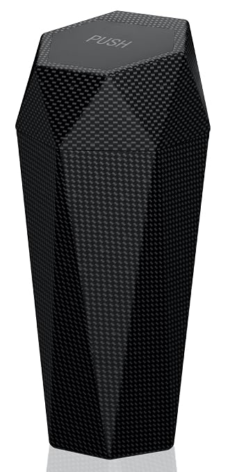 Car Trash Can with Lid, Cup Holder Garbage Can for Car, Garbage Bin Cars Accessories for Interior, Leakproof Small Trash Bin, Mini Trash Can for Cars, Home, Office (Carbon Fiber Pattern)
