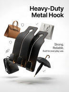 2 Pack Car Seat Headrest Hooks, Black Leather Car Purse Hangers with Red Stitching, Vehicle Back Seat Organizer Hooks for Handbags, Grocery Bags, Keys, Jackets and Accessories