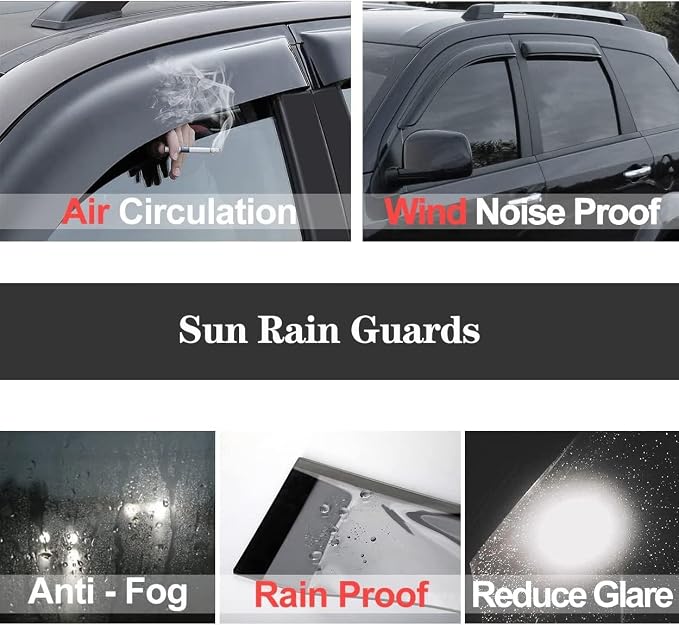 4pcs Original Shatterproof Rainproof Side Window Wind Deflectors for 2000-2007 Ford Focus ZX4 Sedan/ZX5 Hatchback,Rain Guards,Nice Looking Window Visors for Cars,Vent Deflector 94736