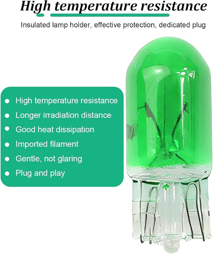25PCS T10 12V 5W Car Turn Signal Light Bulbs, Clear Flat Foot Vehicle Side Marker Lamp Bulbs, Auto Interior Amber Headlight Bulbs Accessories, Universal for SUV, Sedan, Truck (Green)