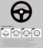 Steering Wheel Covers Universal 15 inch - Genuine Leather, Breathable, Anti Slip & Odor Free (Coffee, M(14" 1/2-15" 1/4))