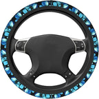 Blue Flower Steering Wheel Cover for Women Car Accessories Cute Girls Girly Universal 15 Inch Neoprene Auto Interior Decor Anti Slip Automotive Truck Protector