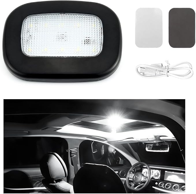 Car Interior Ceiling Roof Lights, Magnetic Rechargeable USB Wireless Dome Lamp, LED Auto Map Reading Light Cover for Insider Roof Ceiling, Universal Car Accessories (Black)