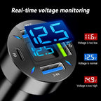 Car Charger 66W Super Fast Charging with USB C&QC 3.0(Voltmeter&LED Lights) Universal Quick Charge for 12-24V Car Cigarette Lighter Plug,Compatible with iPhone 14 13,S22,iPad(2Pcs-Black-QC/PD/2.4A)
