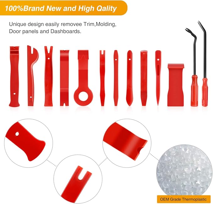 Nylon Bumper Fastener Rivet Clips Car Clip Panel Audio Video Dashboard Dismantle Kits Installer Removal Tool (13PCS Trim Removal Tool Set)