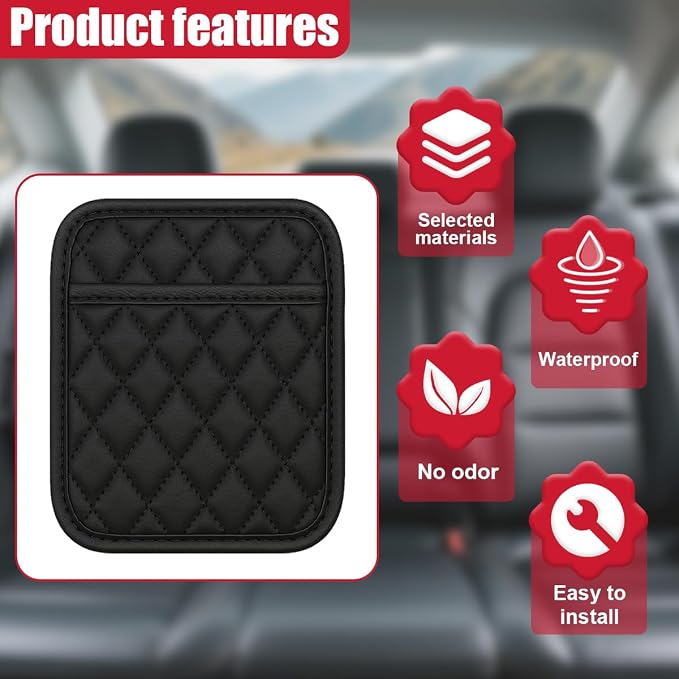 2PCS Car Side Pocket Organizer, Universal Waterproof PU Leather Auto Seat Gap Filler Storage Bag, Self-Adhesive Multifunctional Car Door Sunglasses Holder Pouch for Phone, Card (M)