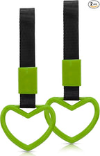 2 Pcs Heart Shaped Car Handle Strap – JD M Drift Charm Rear Bumper Warning Ring Decor for Car Interior Exterior, Subway Bus Handle Accessory, Cute Heart Car Decor Gift for Drivers (Green)
