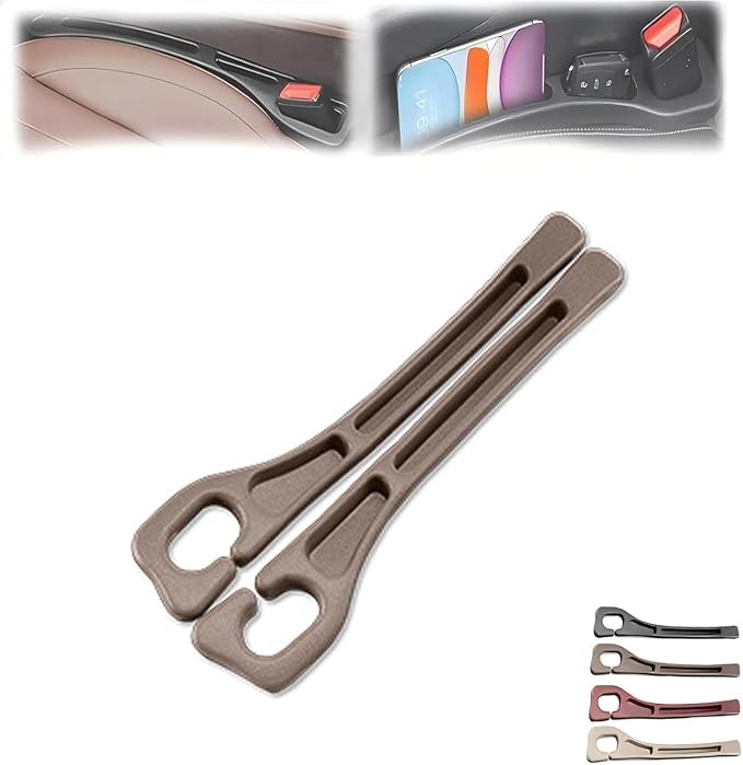 Car Seat Gap Filler, 2-Pack No-Drop Seat Side Gap Seam Filler Organizer with Phone Holder, Seat Gap Fillers for All Cars, Prevents Items from Falling, Easy to iInstall (Brown)
