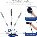 Windshield Cleaner Tool for Inside Car Windows with 6 Microfiber Pads Power Blade Glass Cleaning Kit, Magnetic Reach Handle for Auto Interior, Streak Free Window Supplies