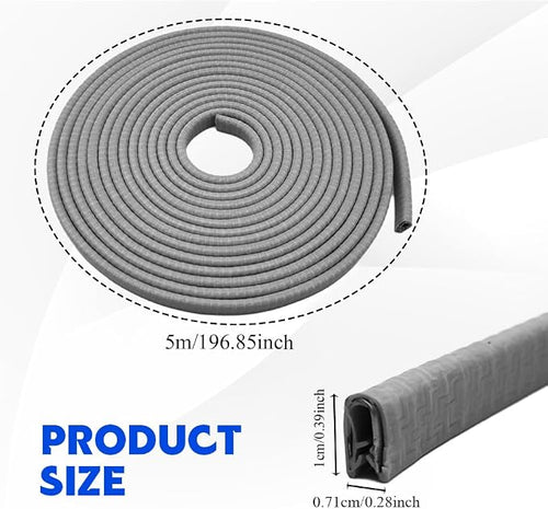16.4Ft(5M) Car Door Edge Guards, Car Door Protector, U Shape Edge Trim Rubber Anti-Collision Seal Protector, No Glue Required Auto Entry Guard Seal Strips Fit for Trucks SUVs Sedans (Gray)