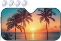 Windshield Sun Shade Beach Palm Tree Sunrise Car Front Window Sunshade Cover for Truck SUV Blocks UV Rays Automotive Visor Interior Protector 55 x 30 inch