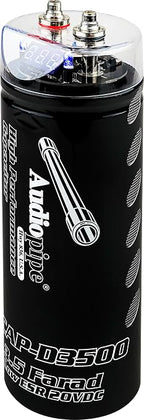 ACAP-D3500 Car Audio 24 Volt Surge Power 3.5 Farad Capacitor Kit for Car Stereo Amplifier with Digital Display and Electronic Protection, Black (3.5 Farad)